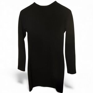 Zara Black Long Sleeve Mock Neck Knit Mini Dress Size S. Minimalst Sexy Gothic